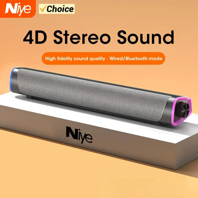 4D Pro Sound Bar - Premium Bluetooth Computer Speaker with Deep Bass Subwoofer | Perfect for Gaming & Music