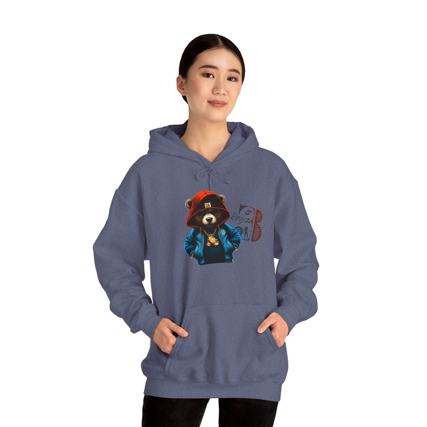 Unisex Hooded Sweatshirt 3keyz OG Teddy Drip Design Blue/Orange