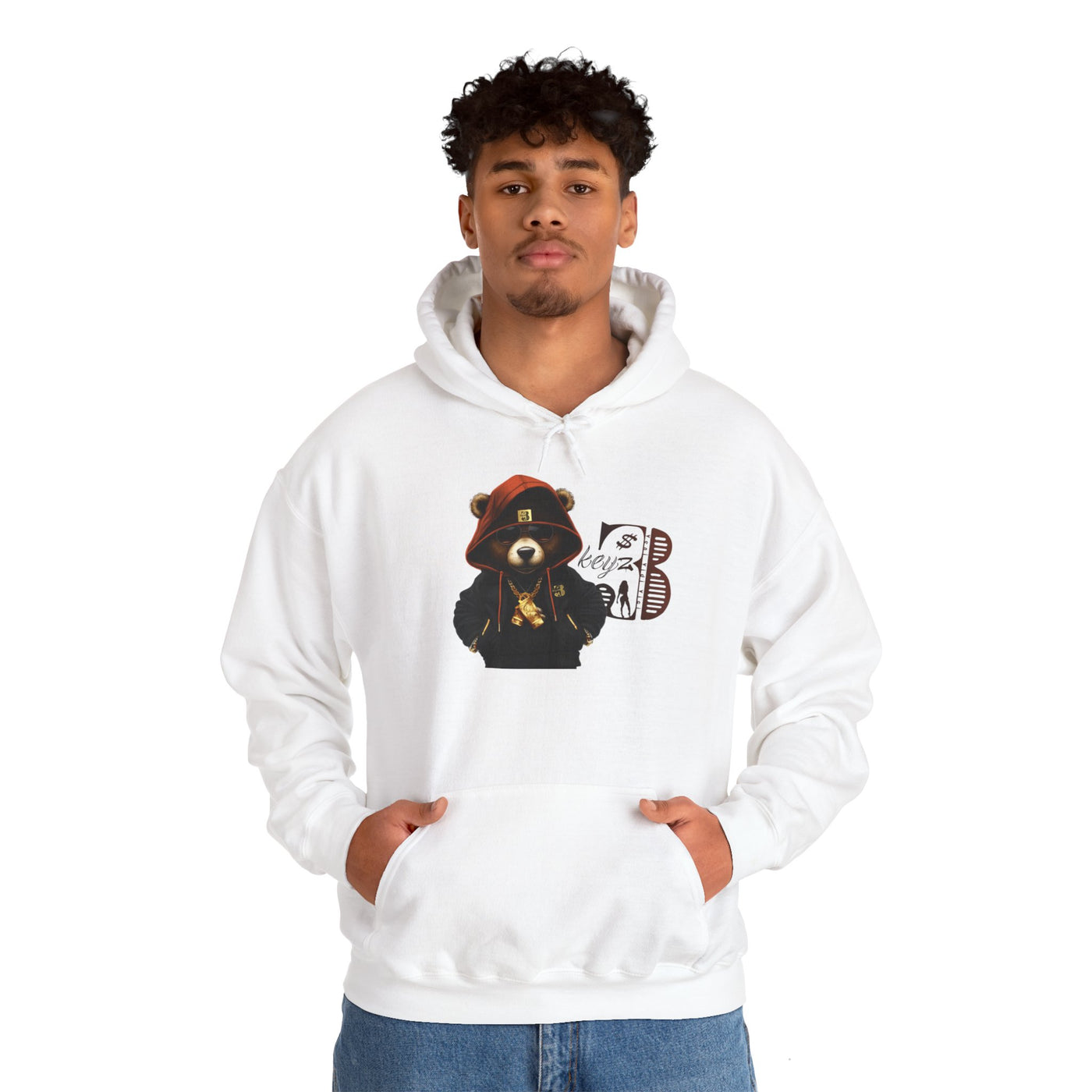 Unisex Hooded Sweatshirt 3keyz OG Teddy Drip Design Orange/Black