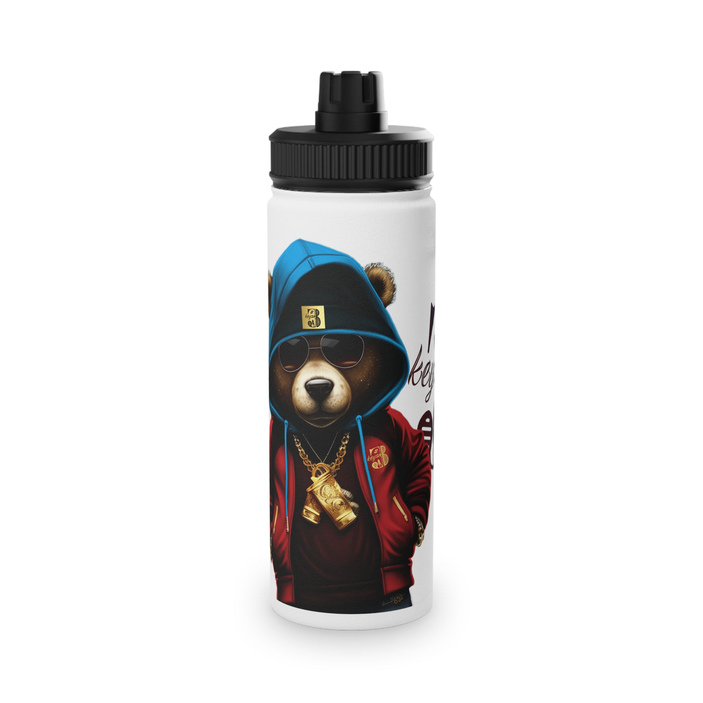 3keyz Cool Bear RWB Stainless Steel Water Bottle with Sports Lid