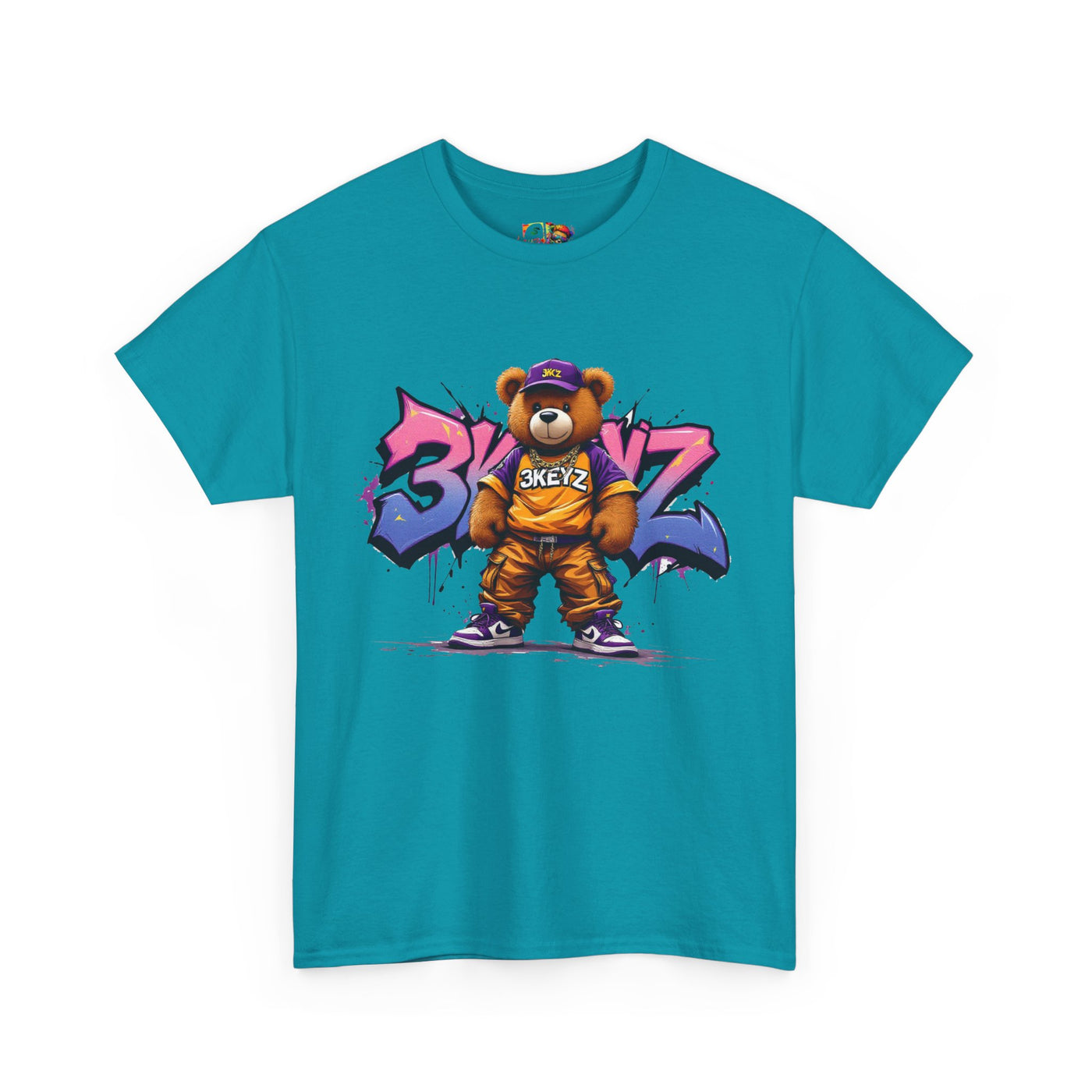 Teddy Drip Unisex Tee in Pink and Purple
