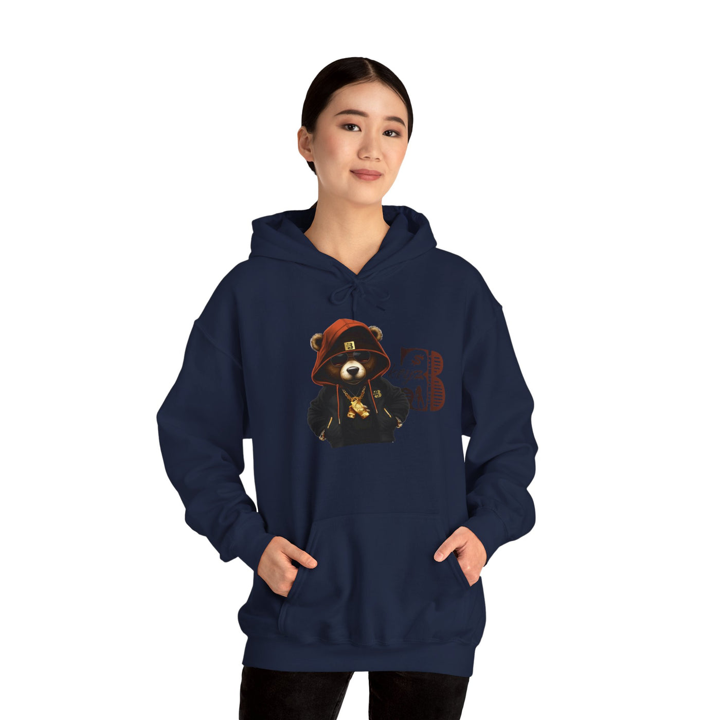Unisex Hooded Sweatshirt 3keyz OG Teddy Drip Design Orange/Black
