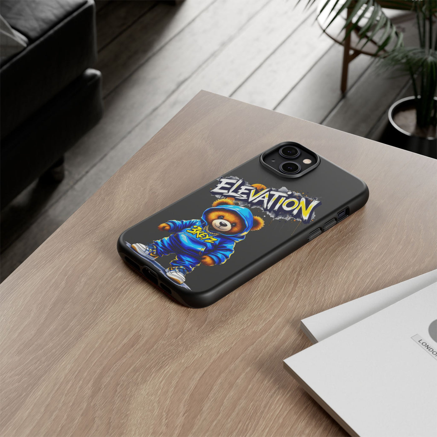Elevated street drip Bear Black Phone Case - Tough and Trendy Design