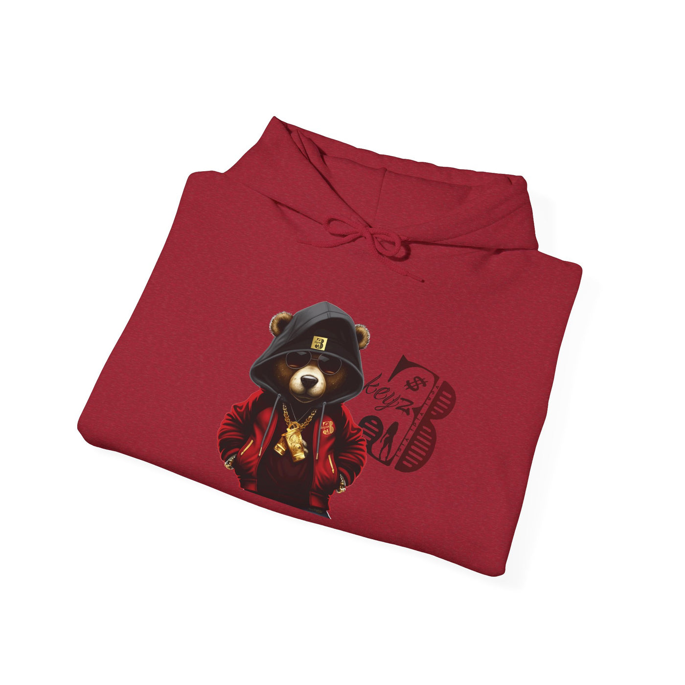 Unisex Hooded Sweatshirt 3keyz OG Teddy Drip Design Black/Red