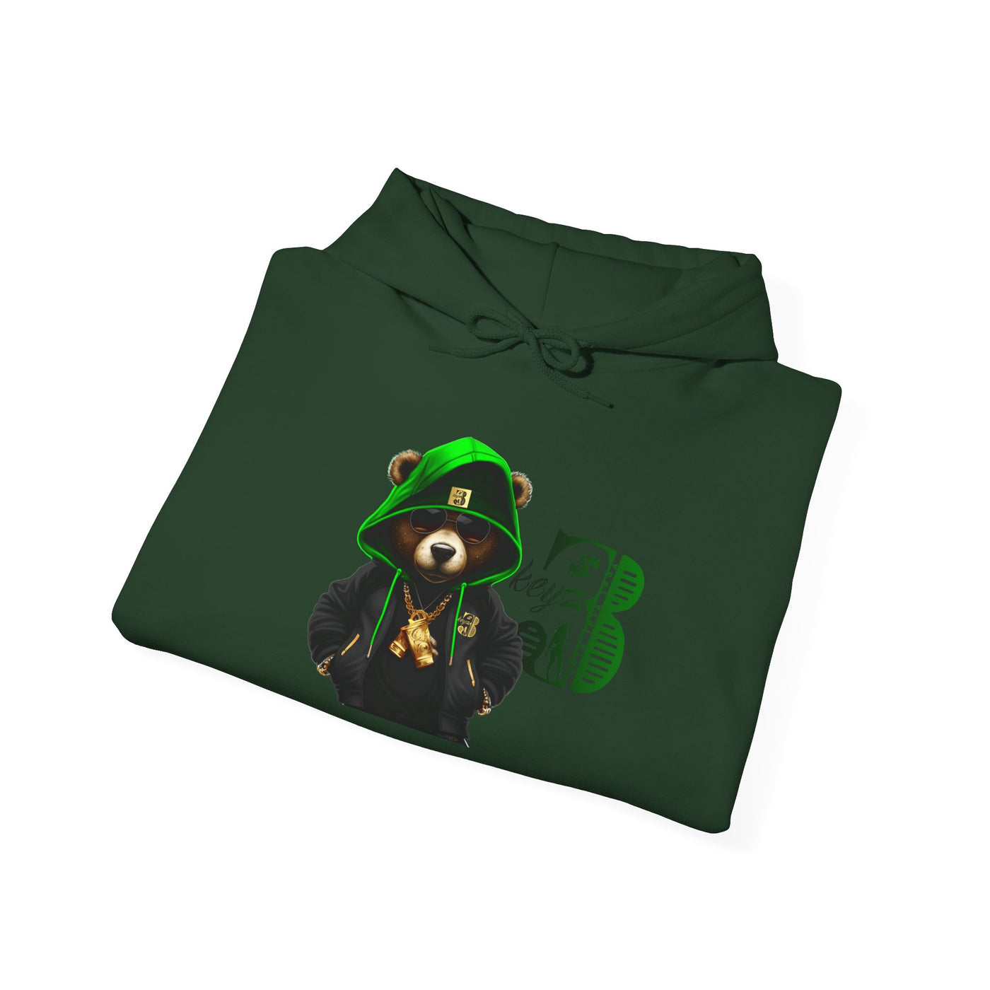 Unisex Hooded Sweatshirt 3keyz OG Teddy Drip Design Lime/Black