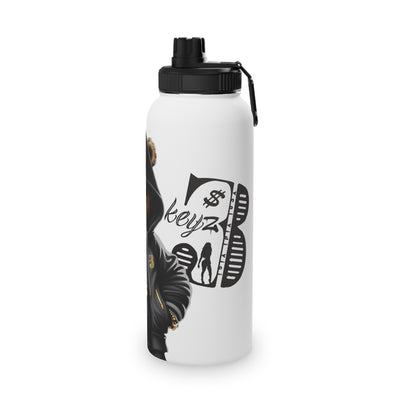 3keyz Cool Bear Black&Silver Stainless Steel Water Bottle with Sports Lid