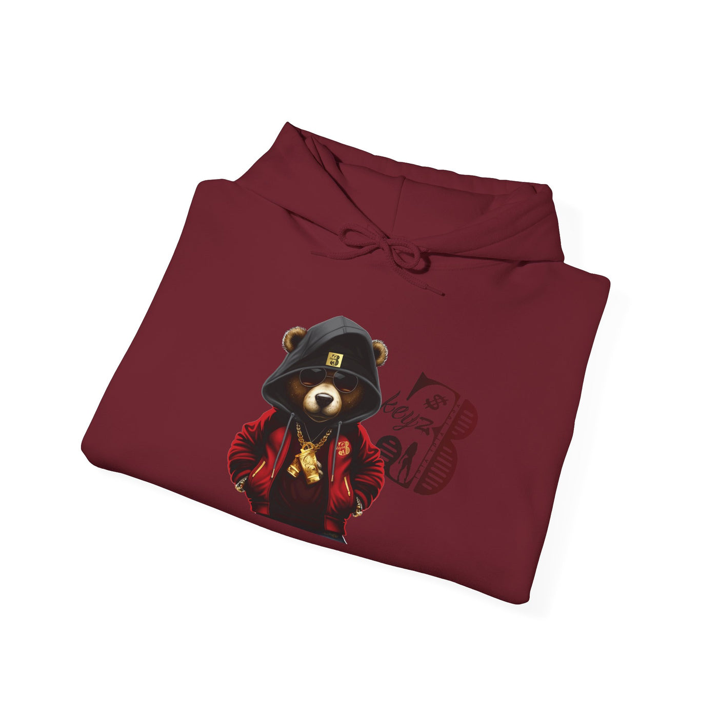 Unisex Hooded Sweatshirt 3keyz OG Teddy Drip Design Black/Red