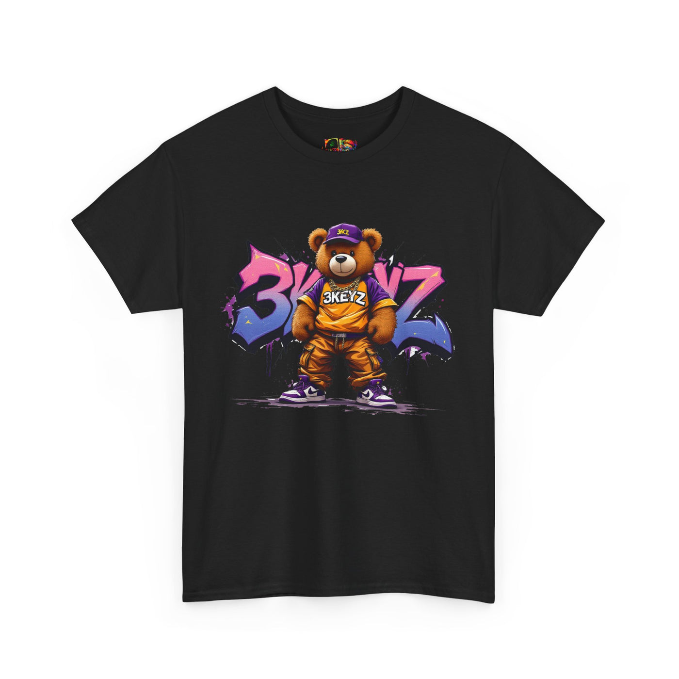 Teddy Drip Unisex Tee in Pink and Purple