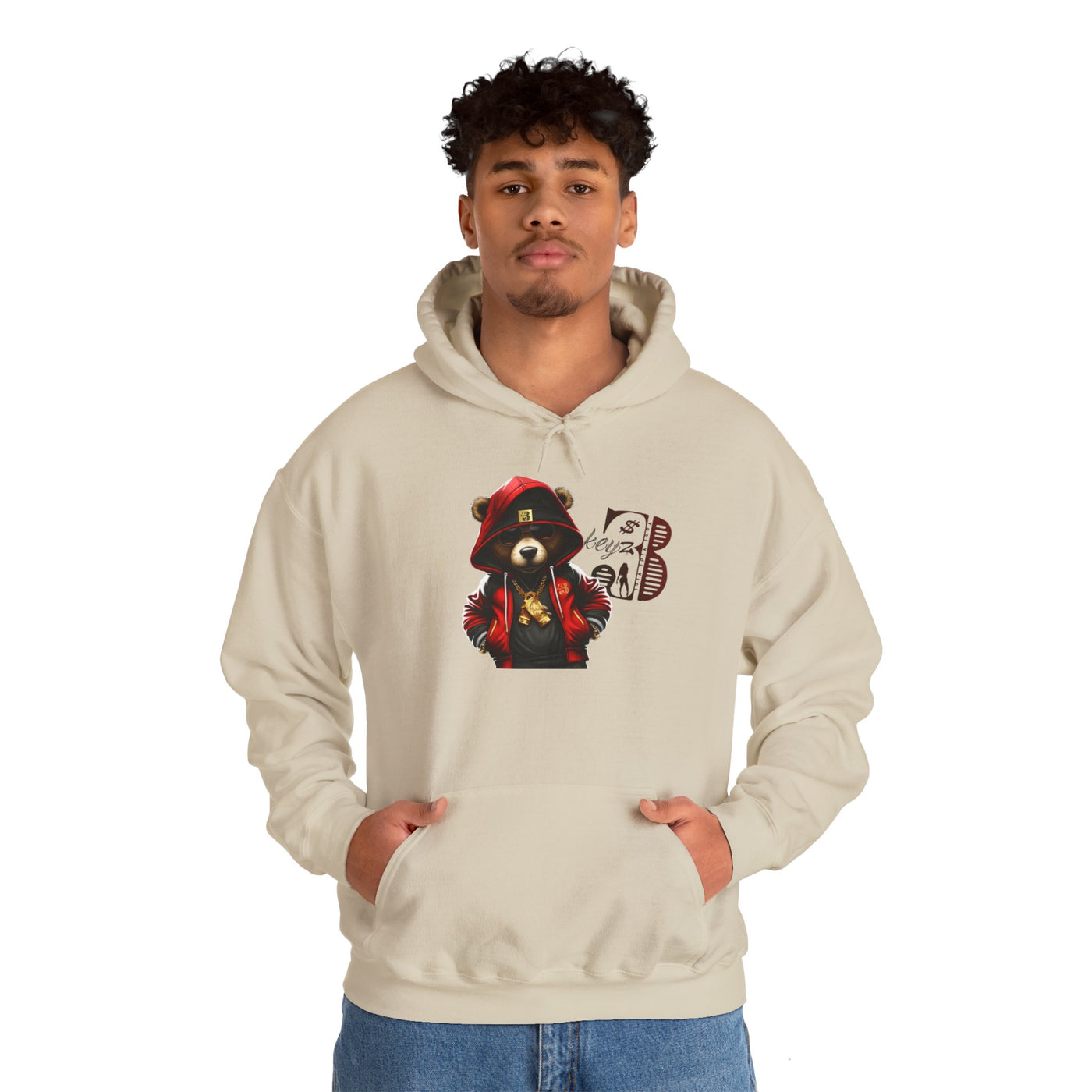 Unisex Hooded Sweatshirt 3keyz OG Teddy Drip Design Red/Black