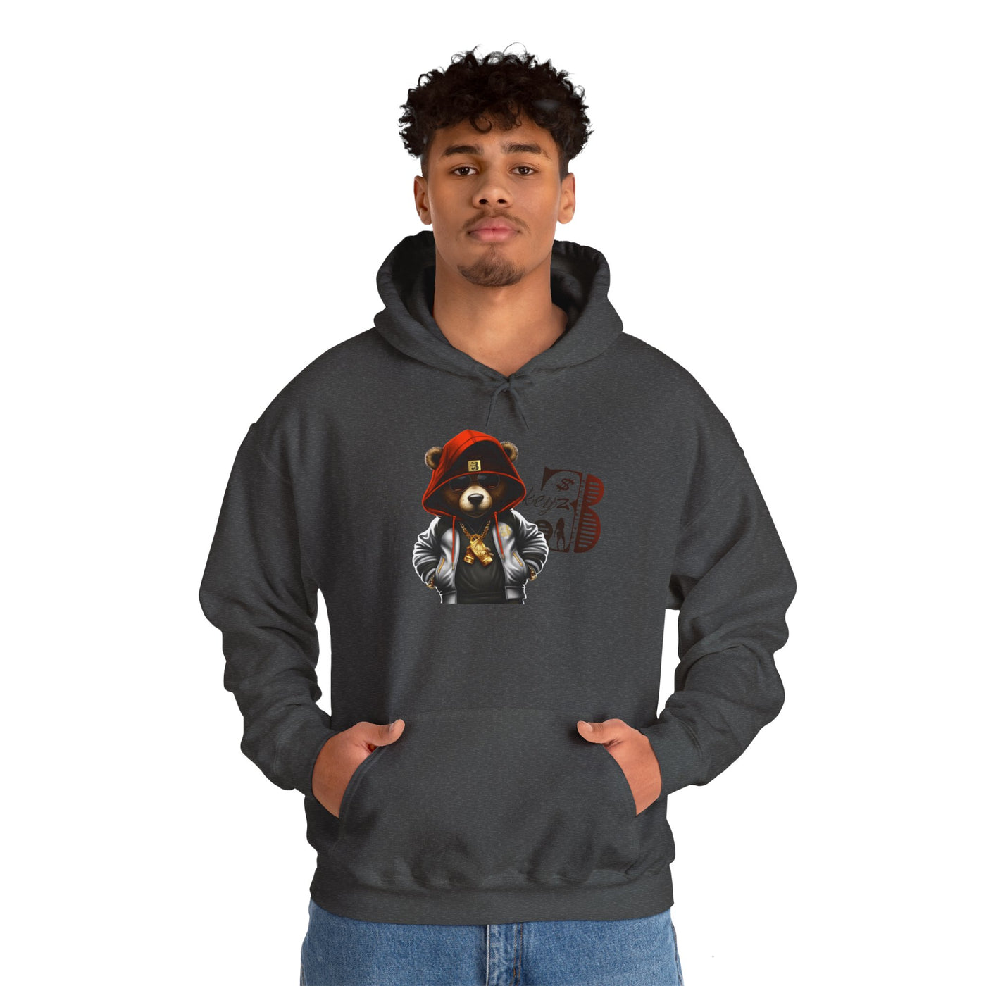 Unisex Hooded Sweatshirt 3keyz OG Teddy Drip Design Orange/White