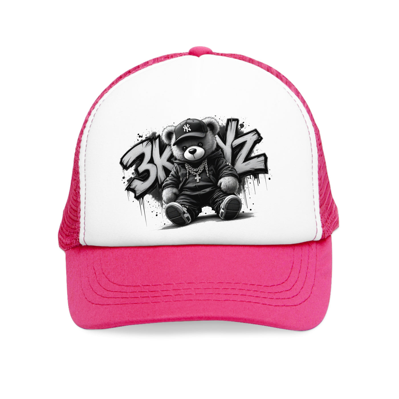 3keyz Black and White Trucker Hat Drip Design