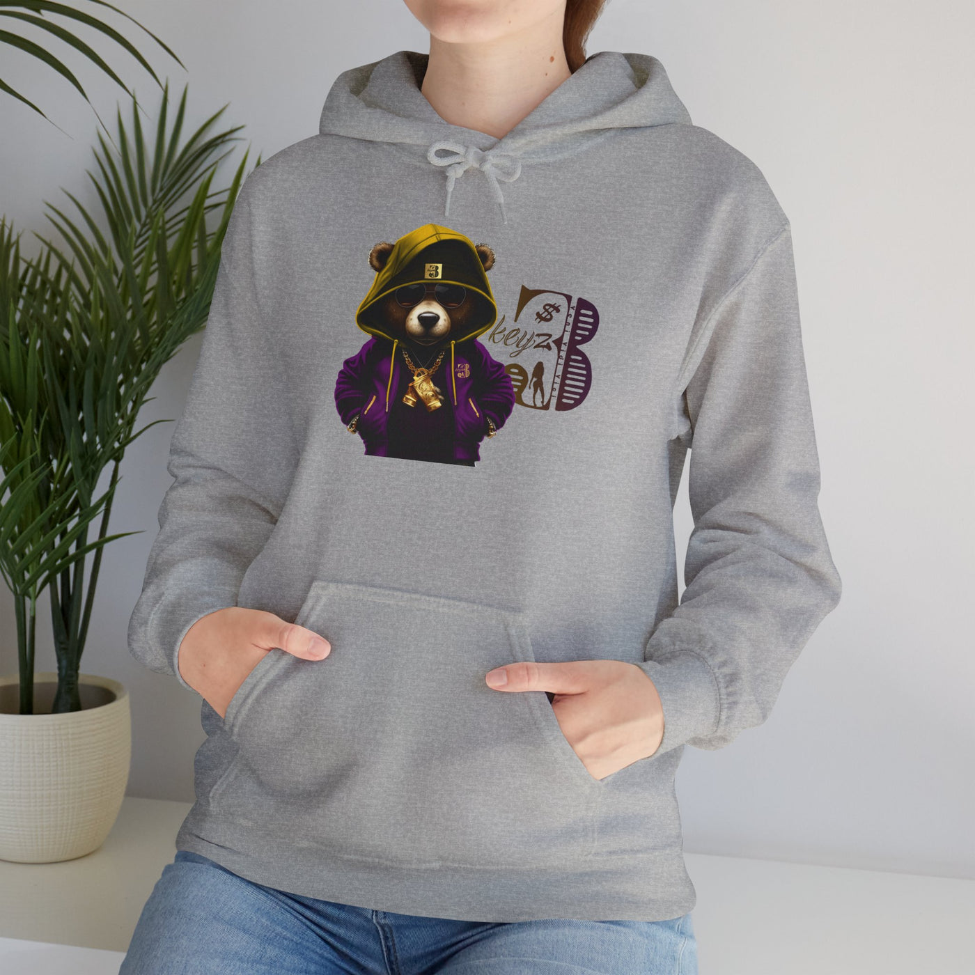 Unisex Hooded Sweatshirt 3keyz OG Teddy Drip Design Purple/Gold
