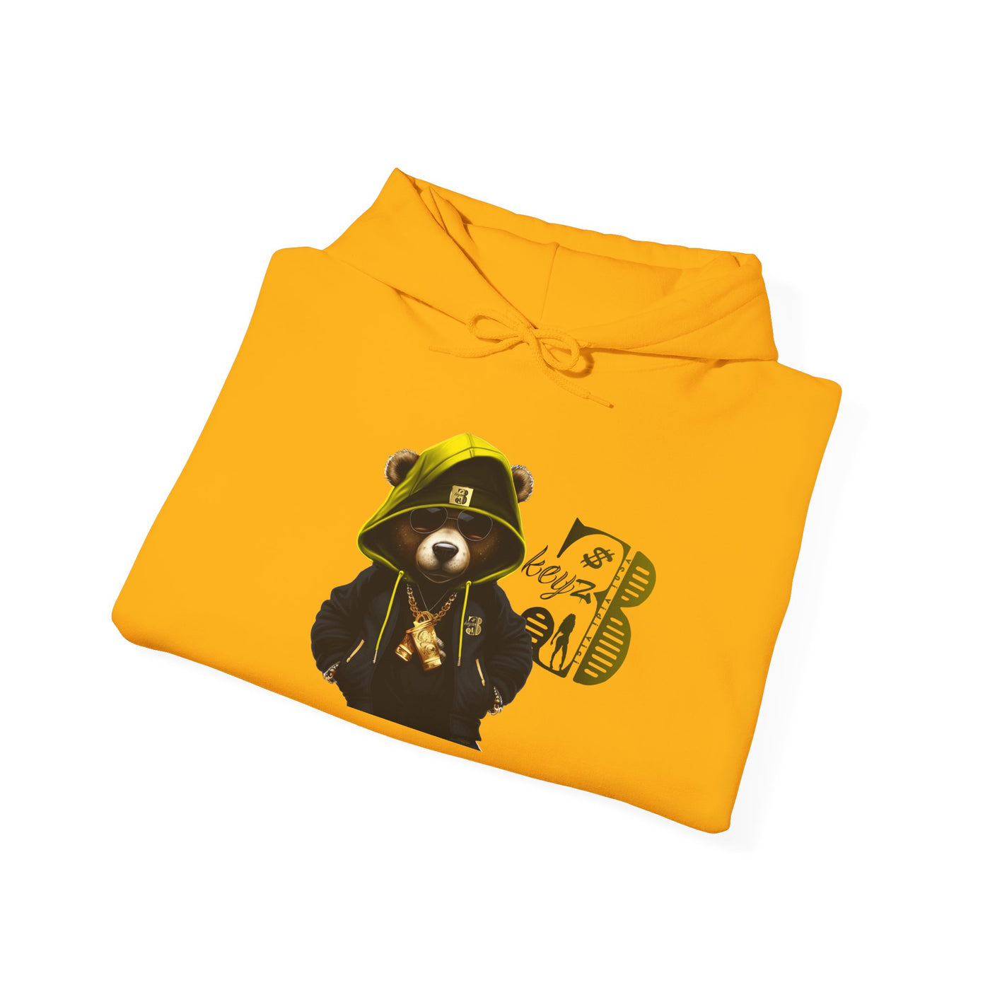 Unisex Hooded Sweatshirt 3keyz OG Teddy Drip Design Yellow