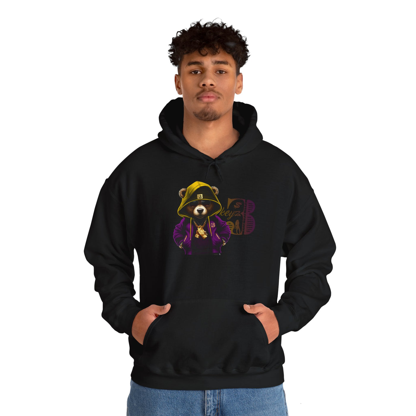 Unisex Hooded Sweatshirt 3keyz OG Teddy Drip Design Purple/Gold