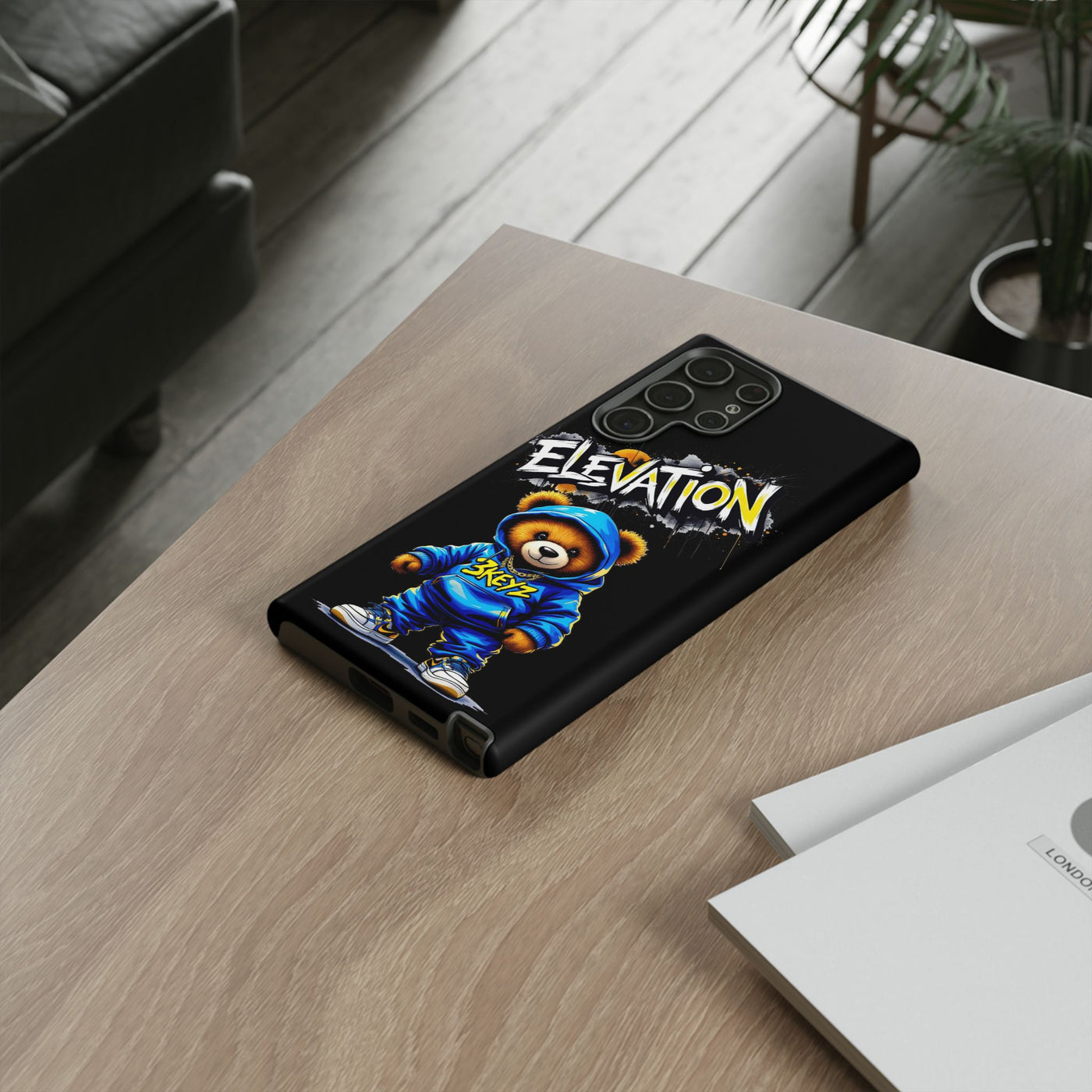 Elevated street drip Bear Black Phone Case - Tough and Trendy Design