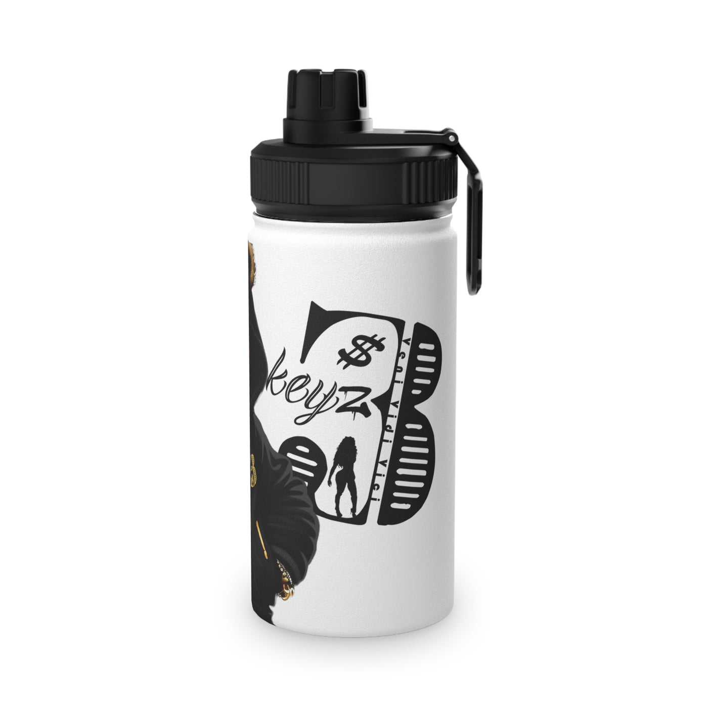 3keyz Cool Bear Black Stainless Steel Water Bottle with Sports Lid