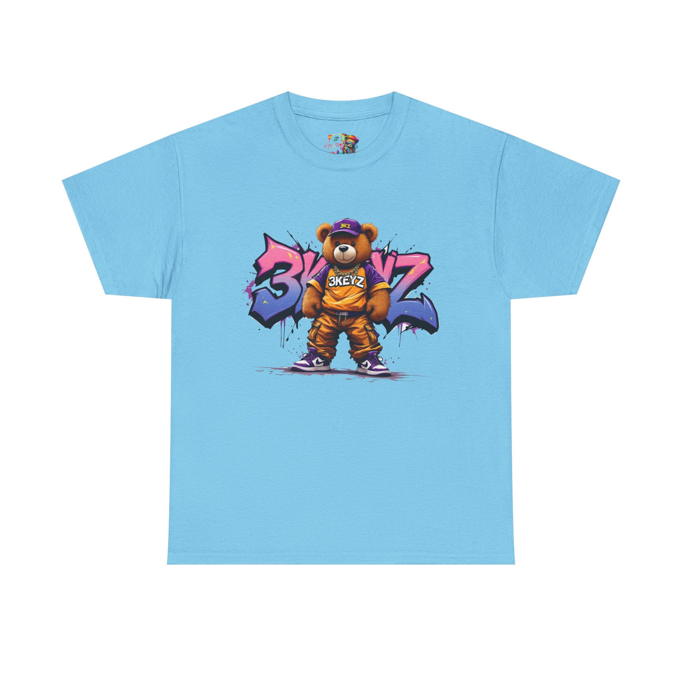 Teddy Drip Unisex Tee in Pink and Purple