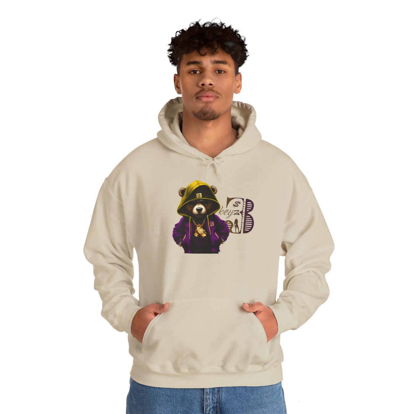 Unisex Hooded Sweatshirt 3keyz OG Teddy Drip Design Purple/Gold