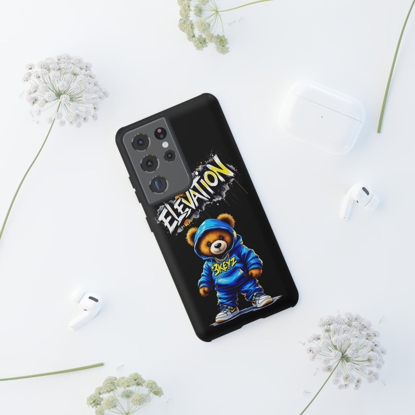 Elevated street drip Bear Black Phone Case - Tough and Trendy Design
