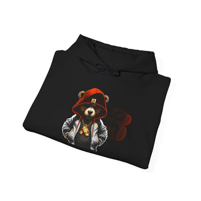Unisex Hooded Sweatshirt 3keyz OG Teddy Drip Design Orange/White