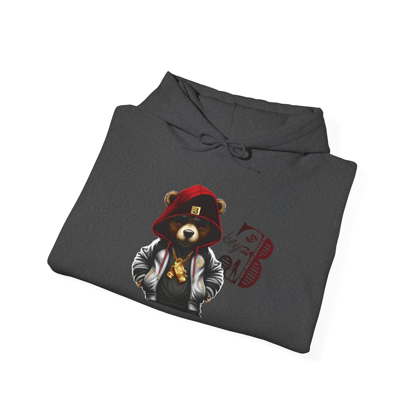 Unisex Hooded Sweatshirt 3keyz OG Teddy Drip Design Red/White