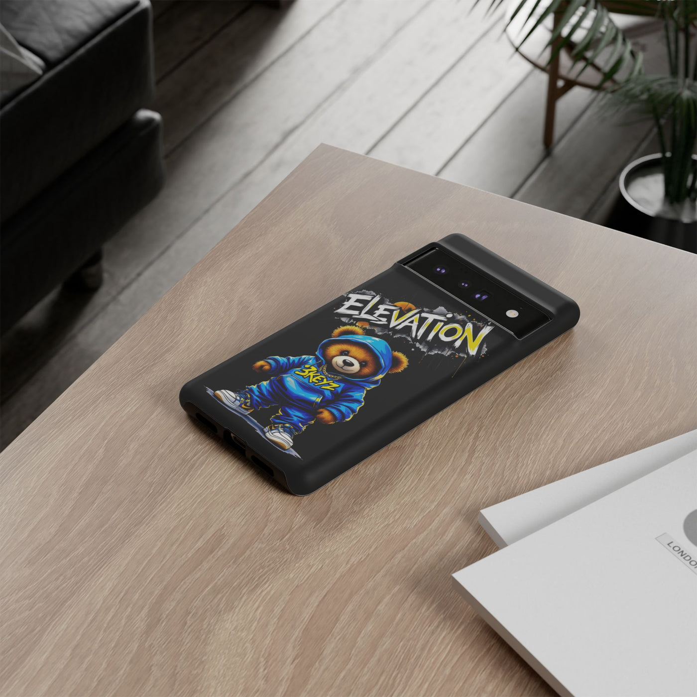 Elevated street drip Bear Black Phone Case - Tough and Trendy Design