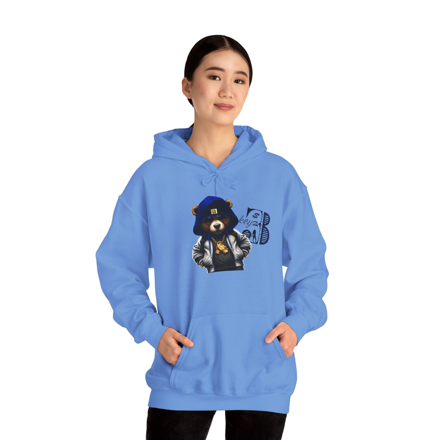 Unisex Hooded Sweatshirt 3keyz OG Teddy Drip Design Blue/Grey