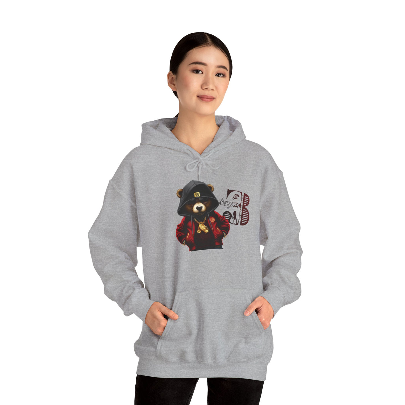 Unisex Hooded Sweatshirt 3keyz OG Teddy Drip Design Black/Red