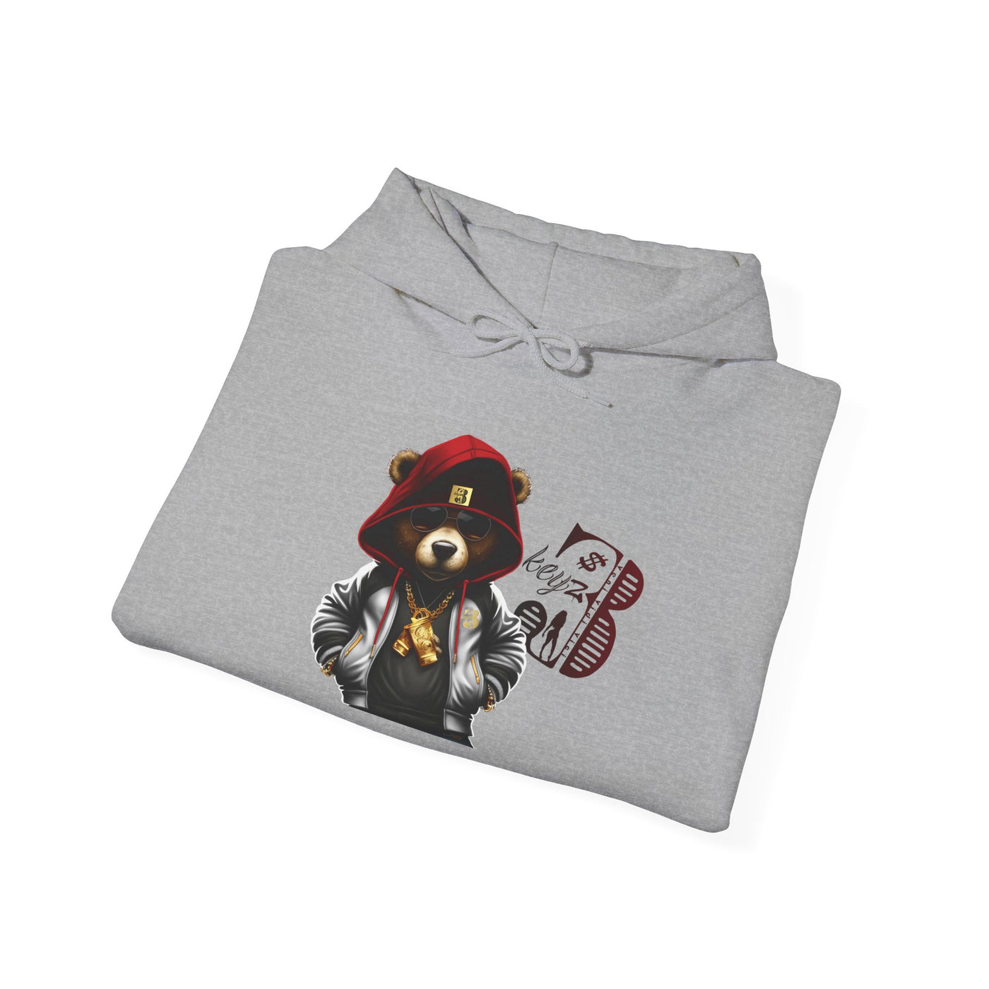 Unisex Hooded Sweatshirt 3keyz OG Teddy Drip Design Red/White