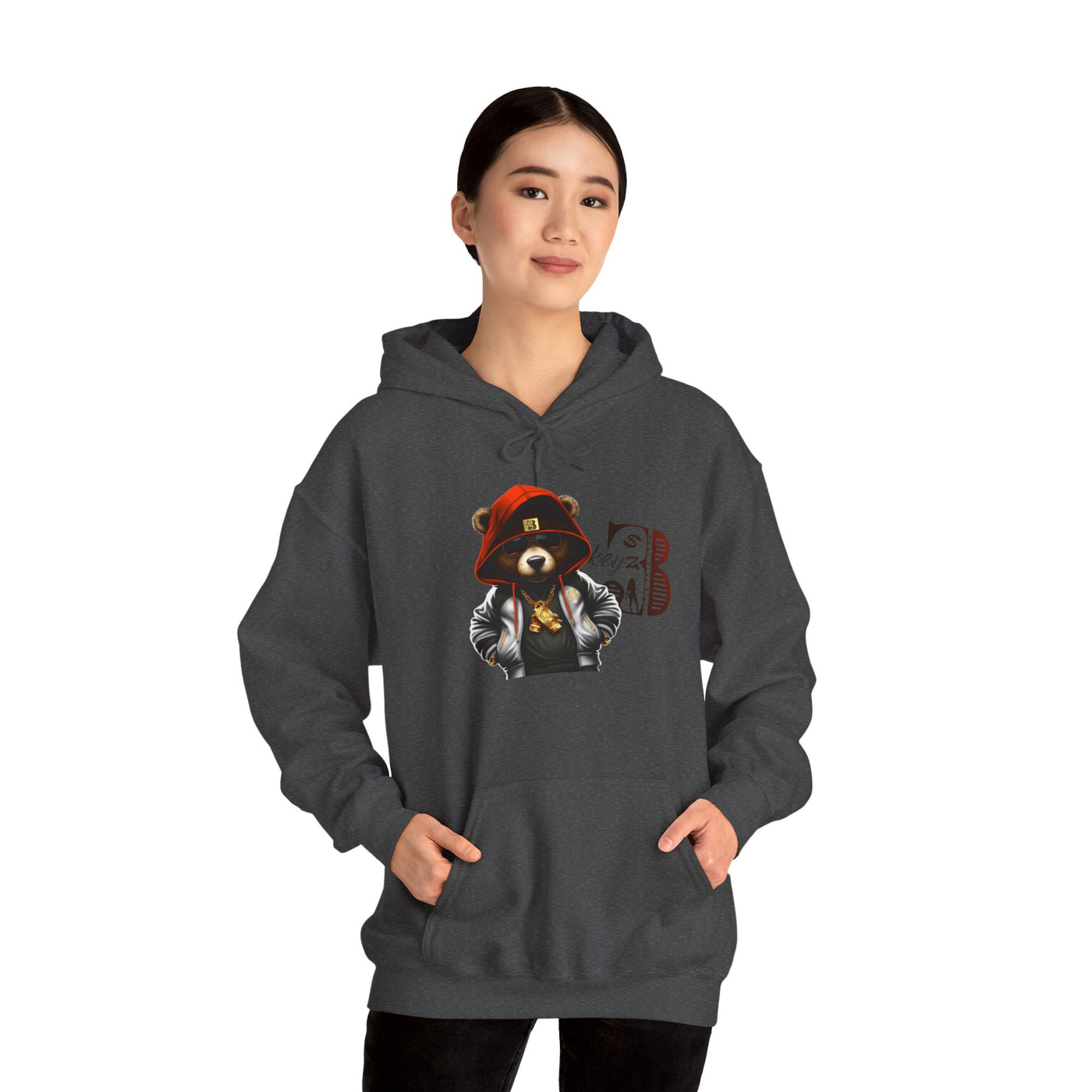 Unisex Hooded Sweatshirt 3keyz OG Teddy Drip Design Orange/White