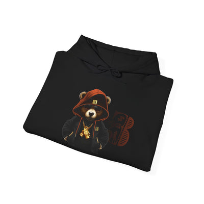 Unisex Hooded Sweatshirt 3keyz OG Teddy Drip Design Orange/Black