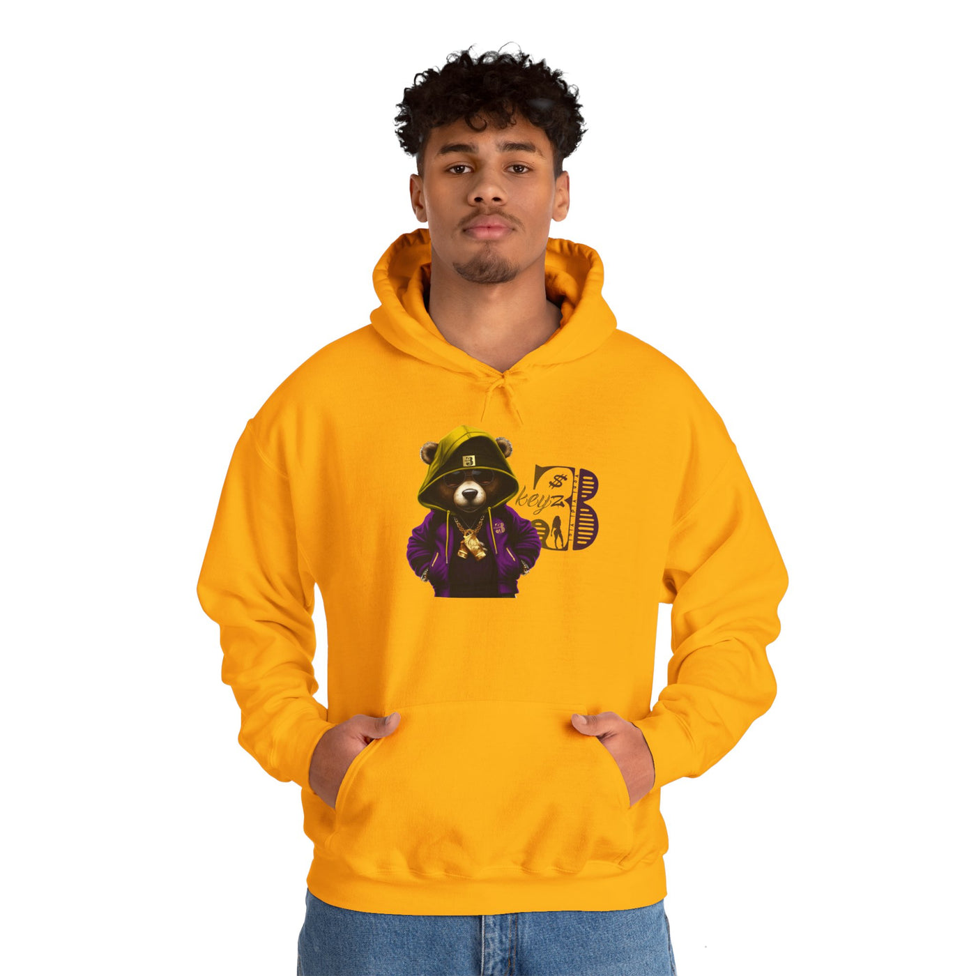 Unisex Hooded Sweatshirt 3keyz OG Teddy Drip Design Purple/Gold