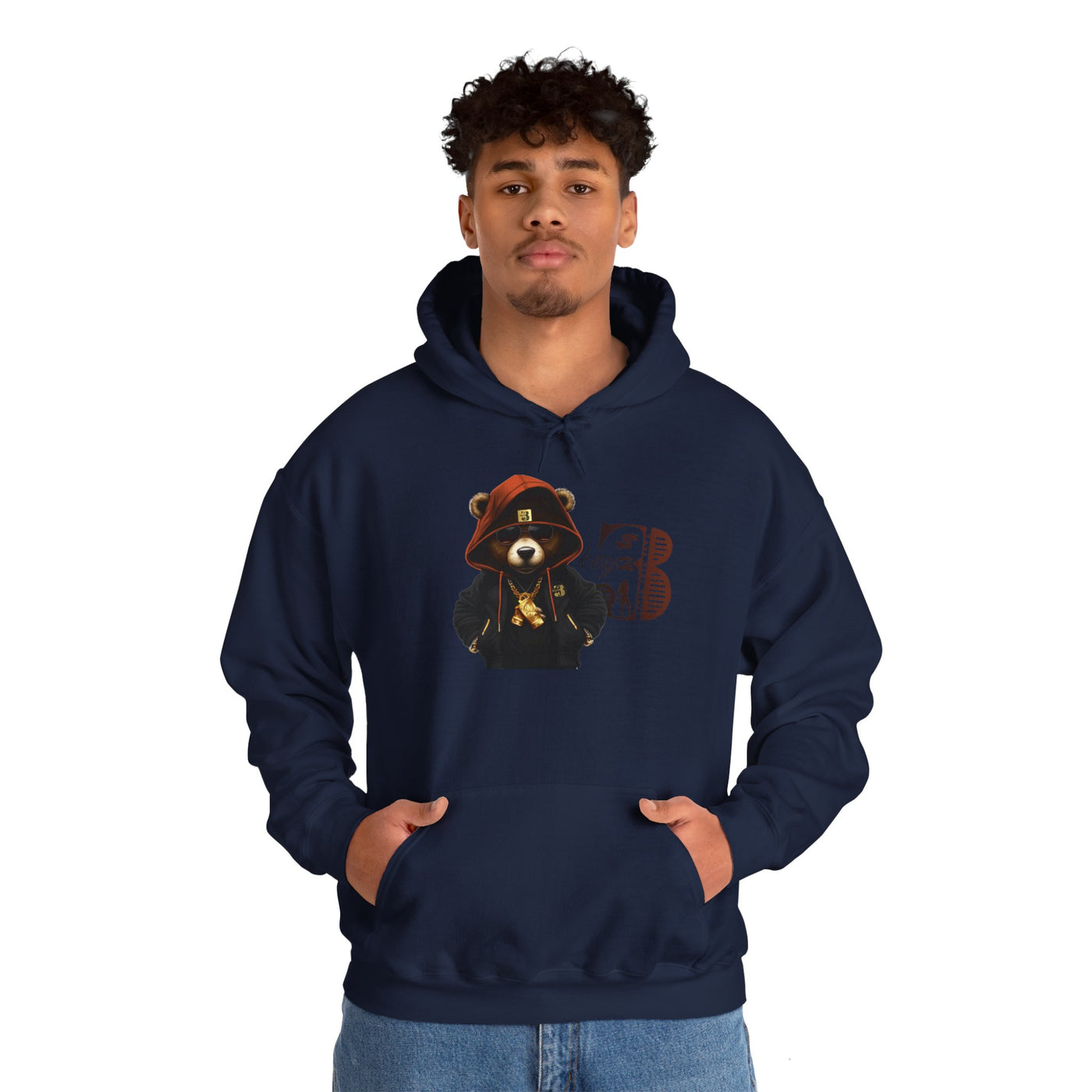 Unisex Hooded Sweatshirt 3keyz OG Teddy Drip Design Orange/Black
