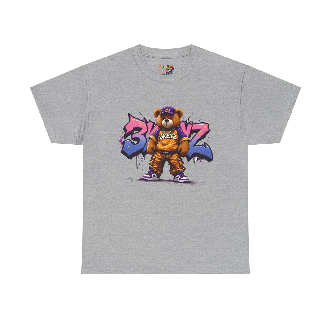Teddy Drip Unisex Tee in Pink and Purple