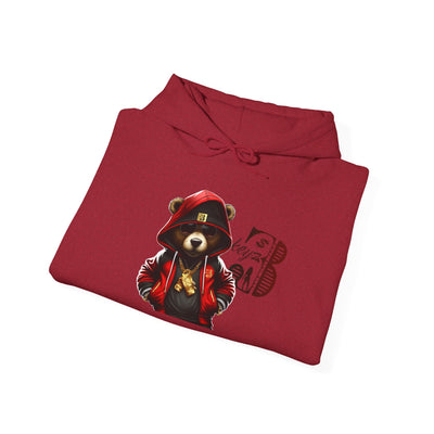 Unisex Hooded Sweatshirt 3keyz OG Teddy Drip Design Red/Black