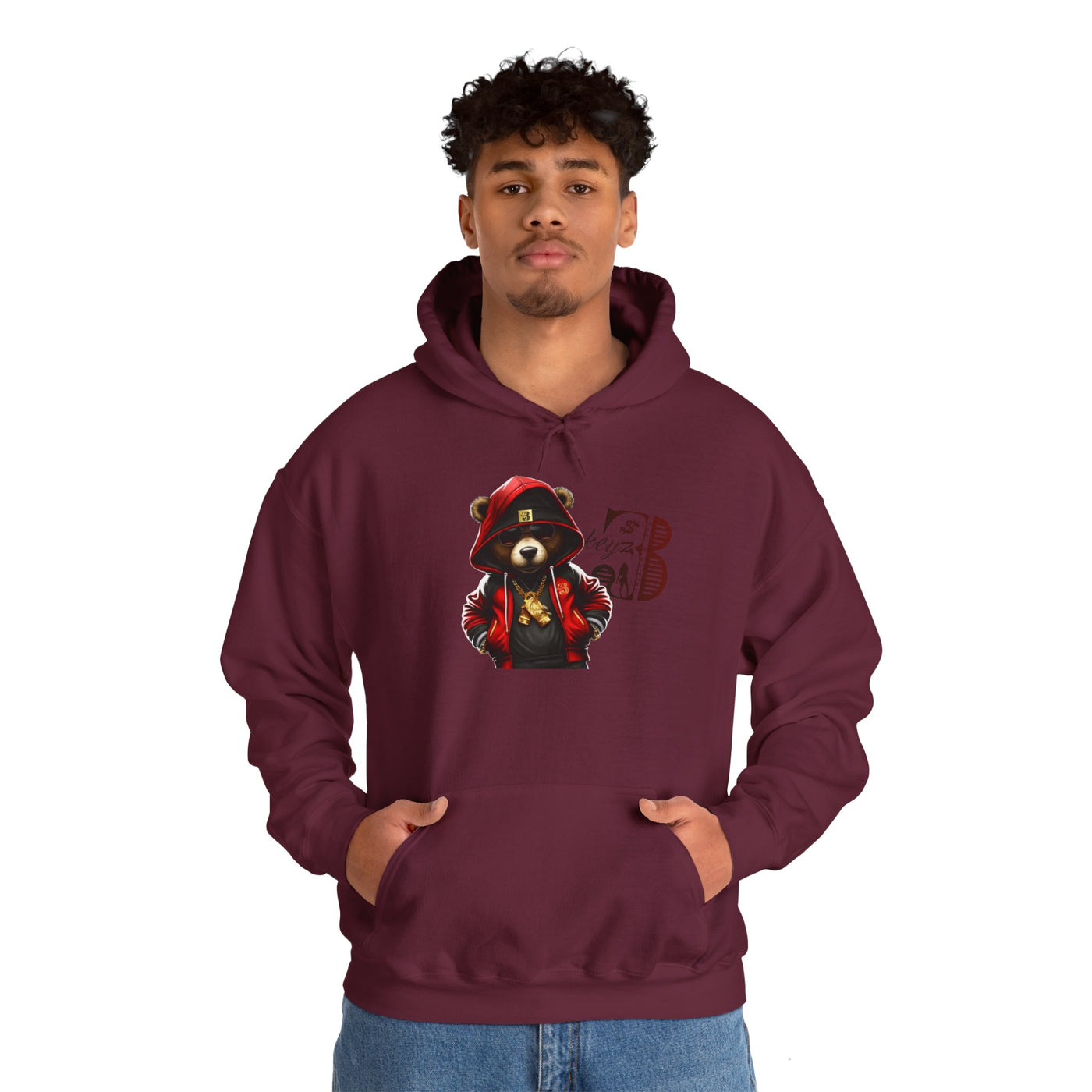 Unisex Hooded Sweatshirt 3keyz OG Teddy Drip Design Red/Black