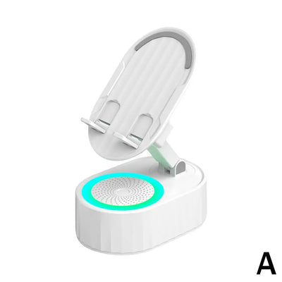 5in1 Induction Speaker Mobile Phone Holder Adjustable RGB Light Smart Wireless Bluetooth Speaker Phone Reverse Charging Function