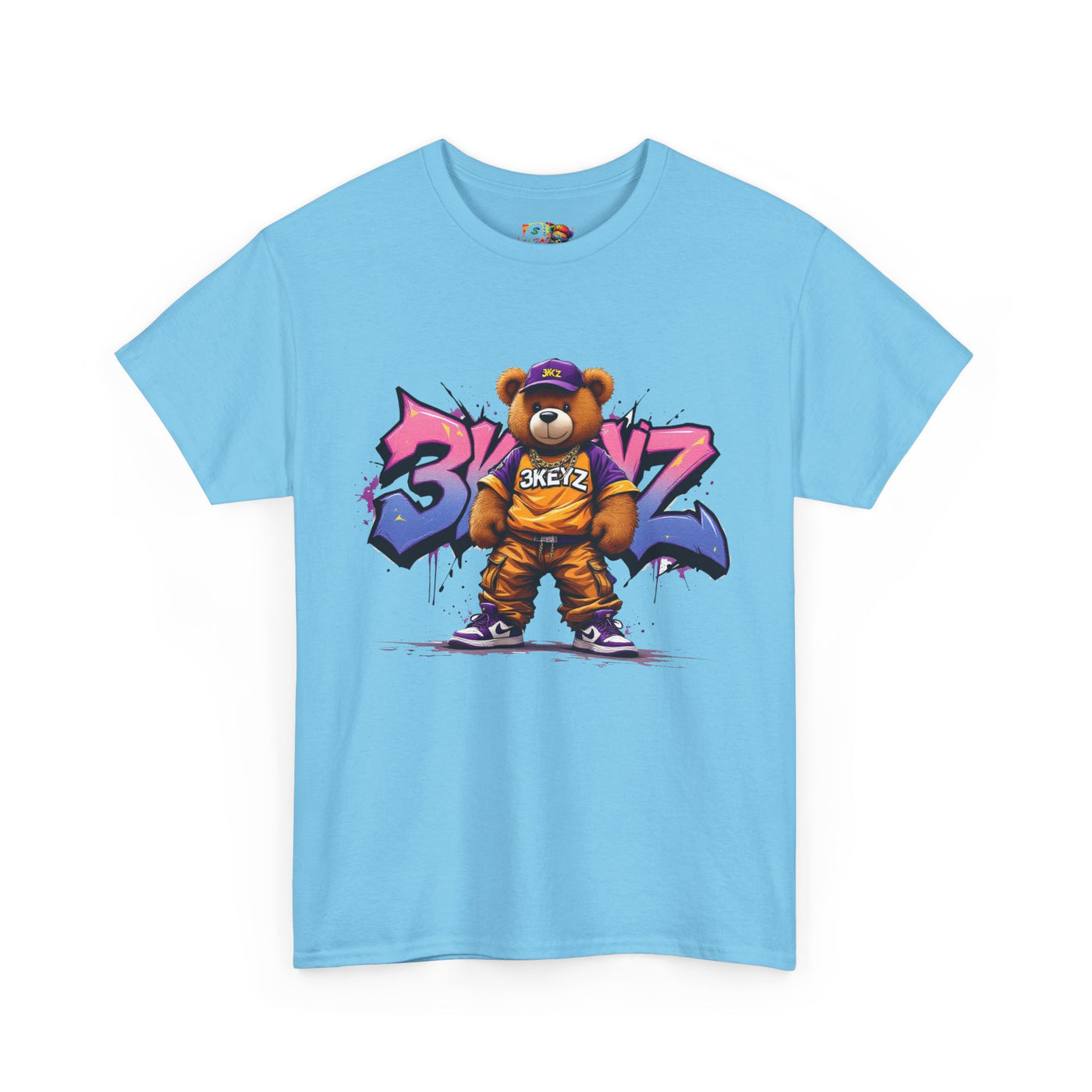 Teddy Drip Unisex Tee in Pink and Purple