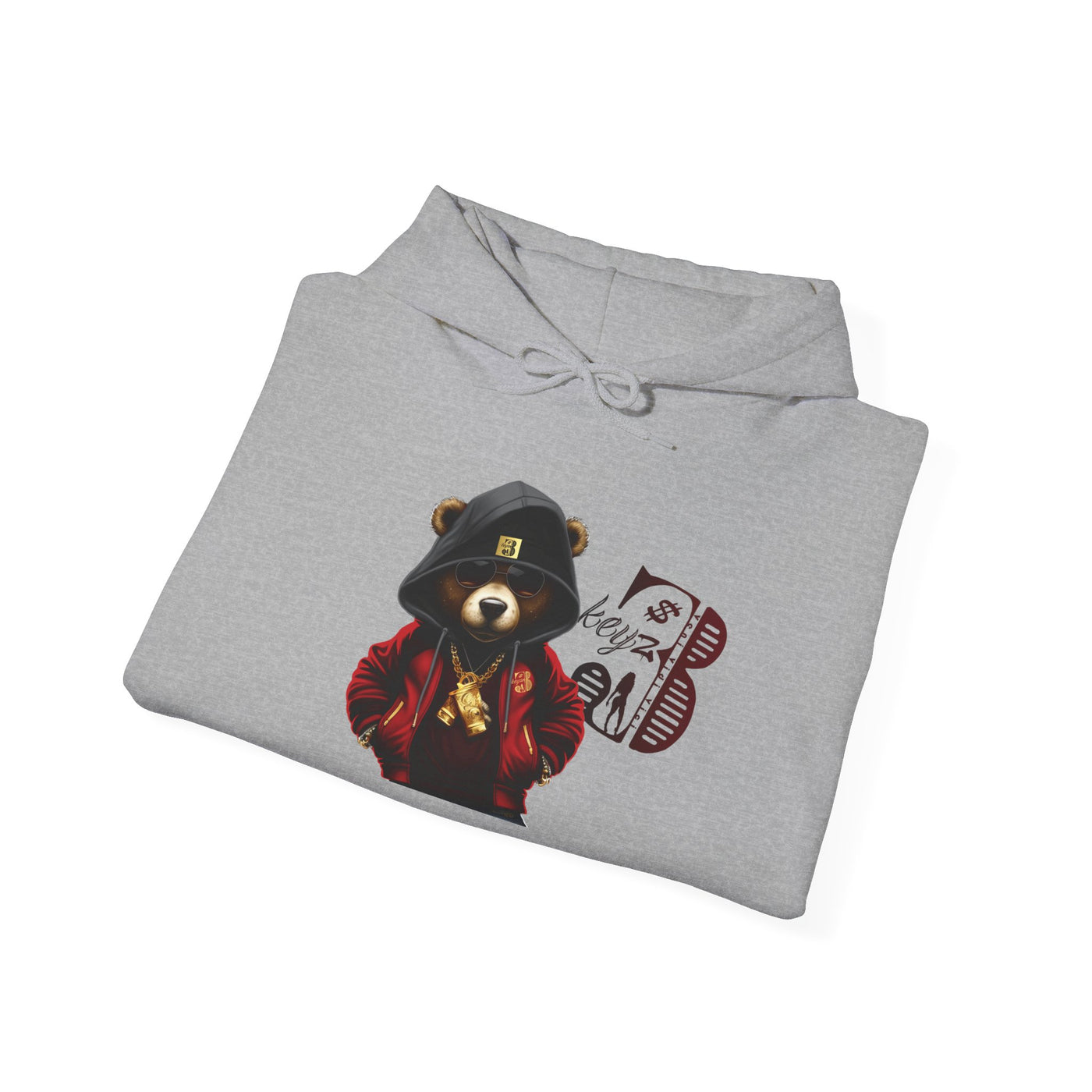 Unisex Hooded Sweatshirt 3keyz OG Teddy Drip Design Black/Red