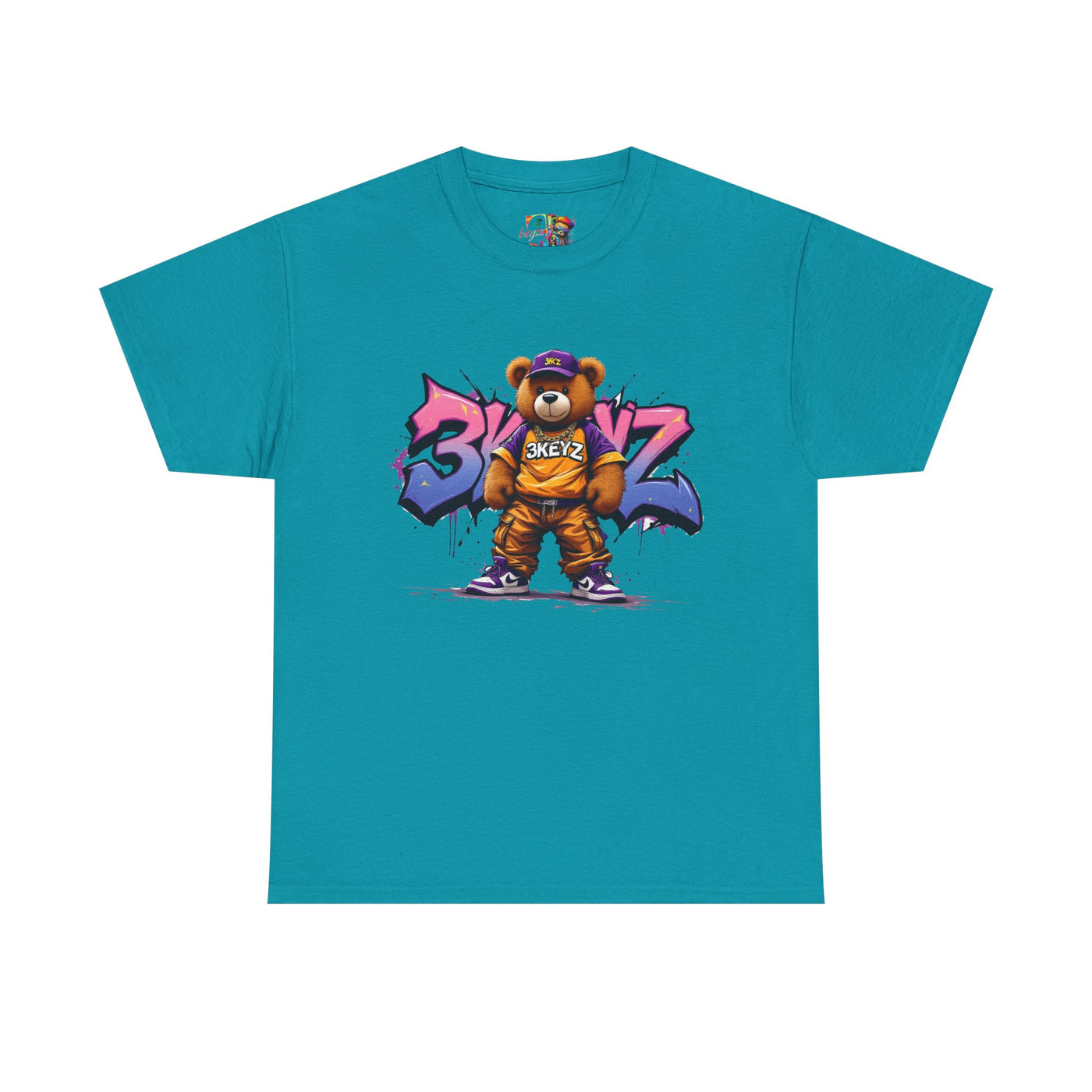 Teddy Drip Unisex Tee in Pink and Purple
