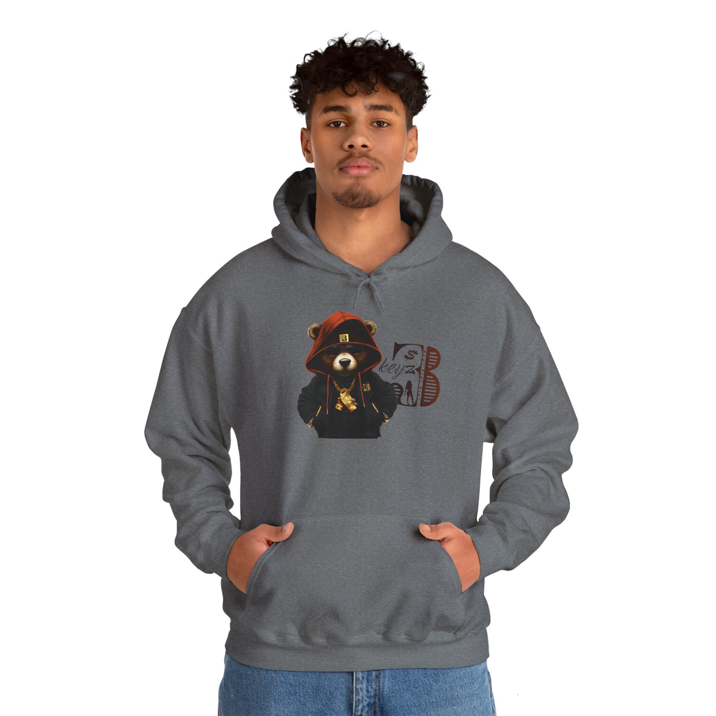 Unisex Hooded Sweatshirt 3keyz OG Teddy Drip Design Orange/Black
