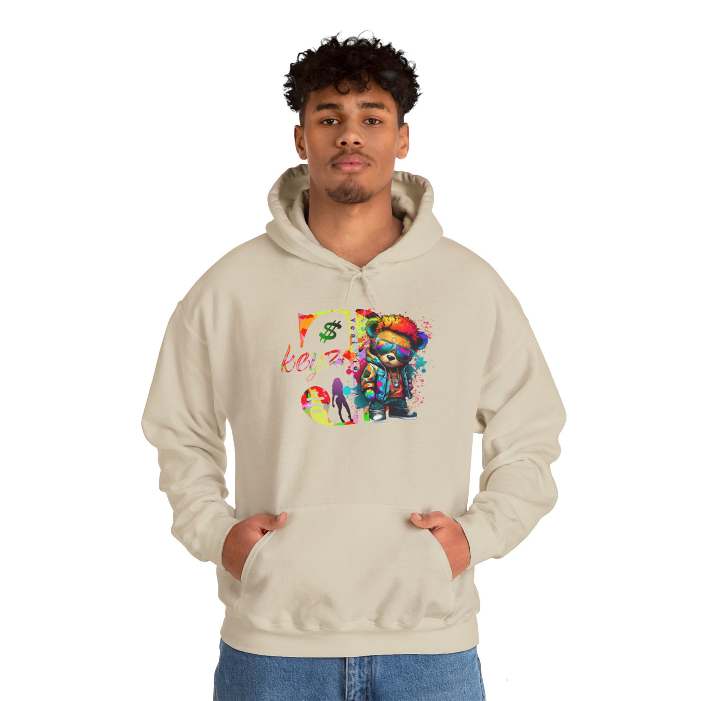 Unisex Hooded Sweatshirt 3keyz OG Teddy Drip Design Paint Splatter