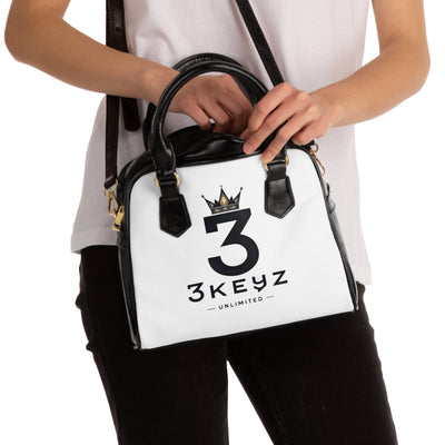 3Keyz Crown Shoulder Handbag — Logo Canvas Satchel for Everyday Chic