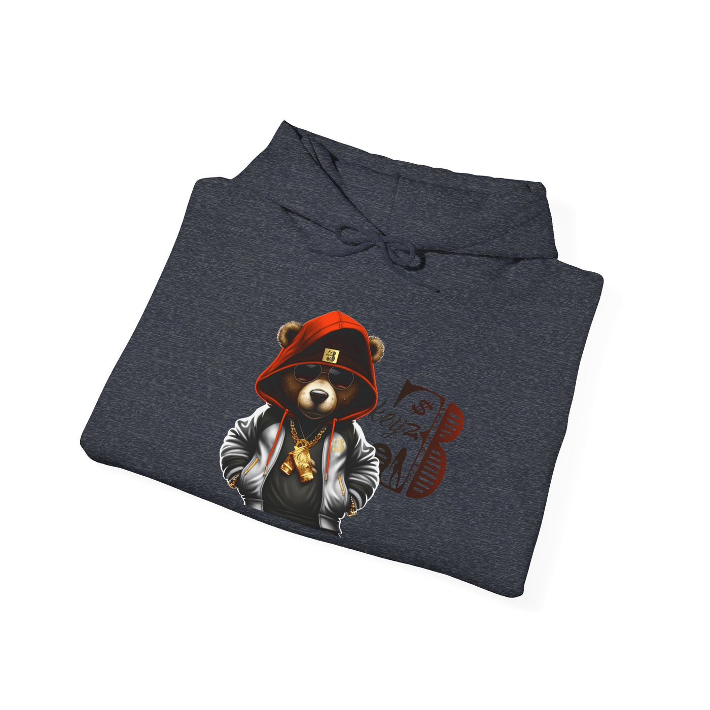 Unisex Hooded Sweatshirt 3keyz OG Teddy Drip Design Orange/White