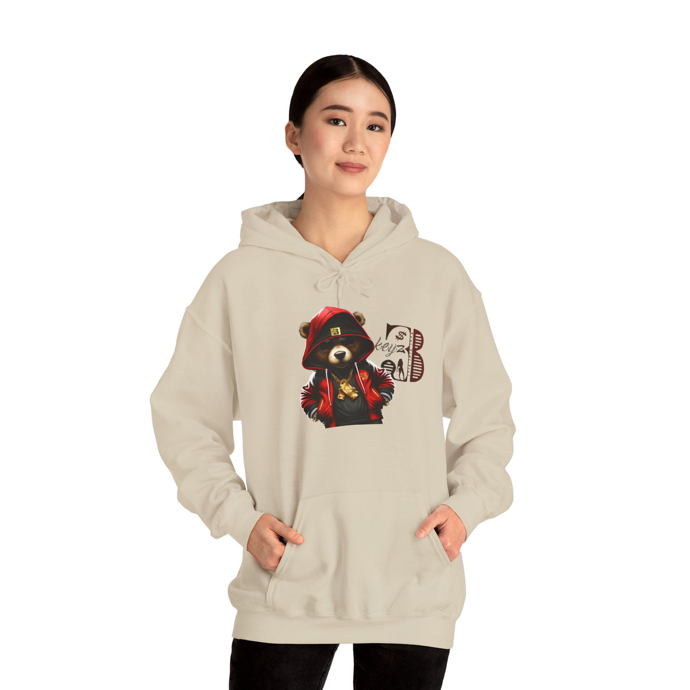 Unisex Hooded Sweatshirt 3keyz OG Teddy Drip Design Red/Black