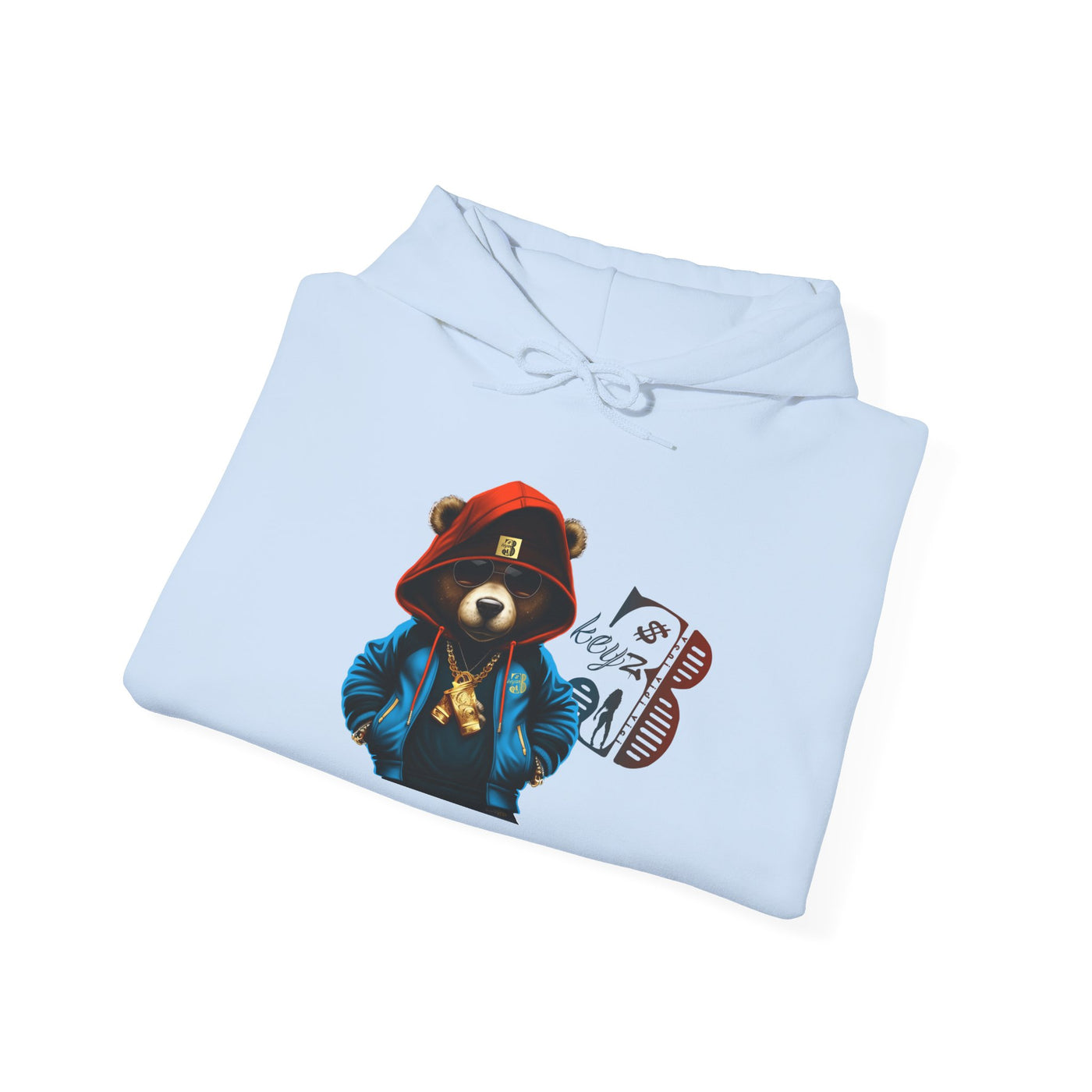 Unisex Hooded Sweatshirt 3keyz OG Teddy Drip Design Blue/Orange