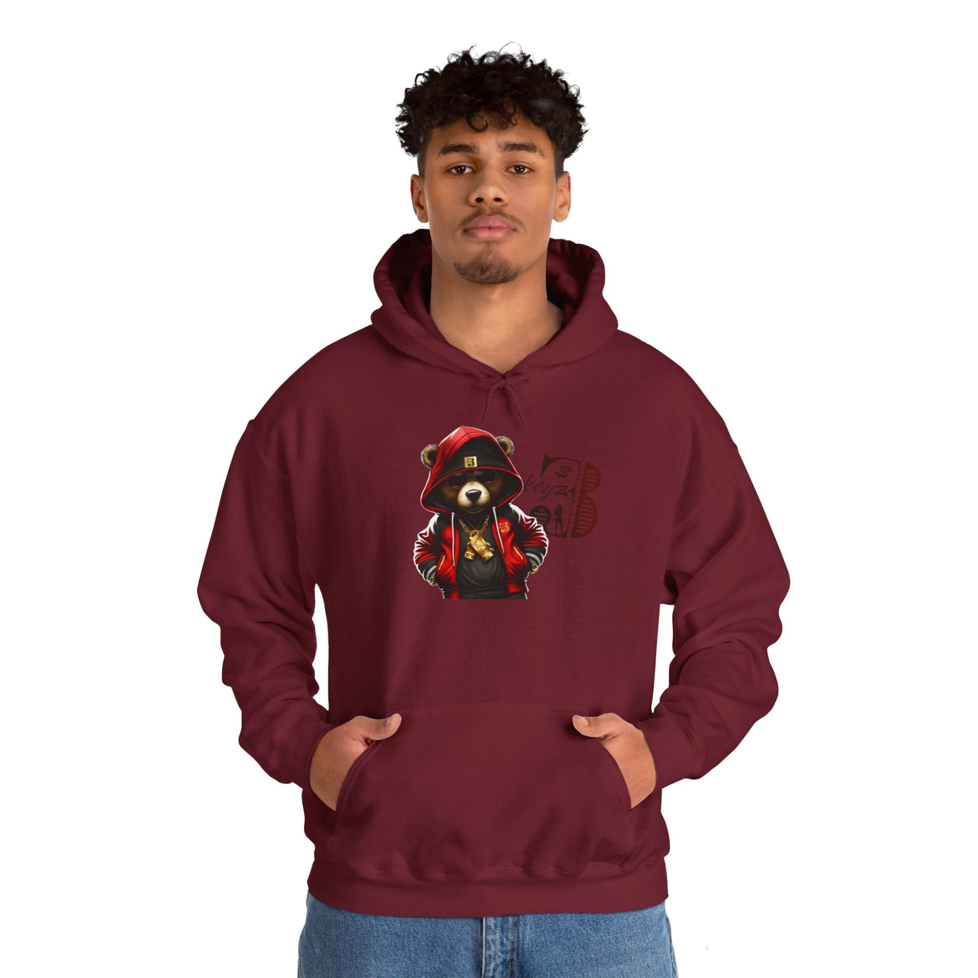 Unisex Hooded Sweatshirt 3keyz OG Teddy Drip Design Red/Black