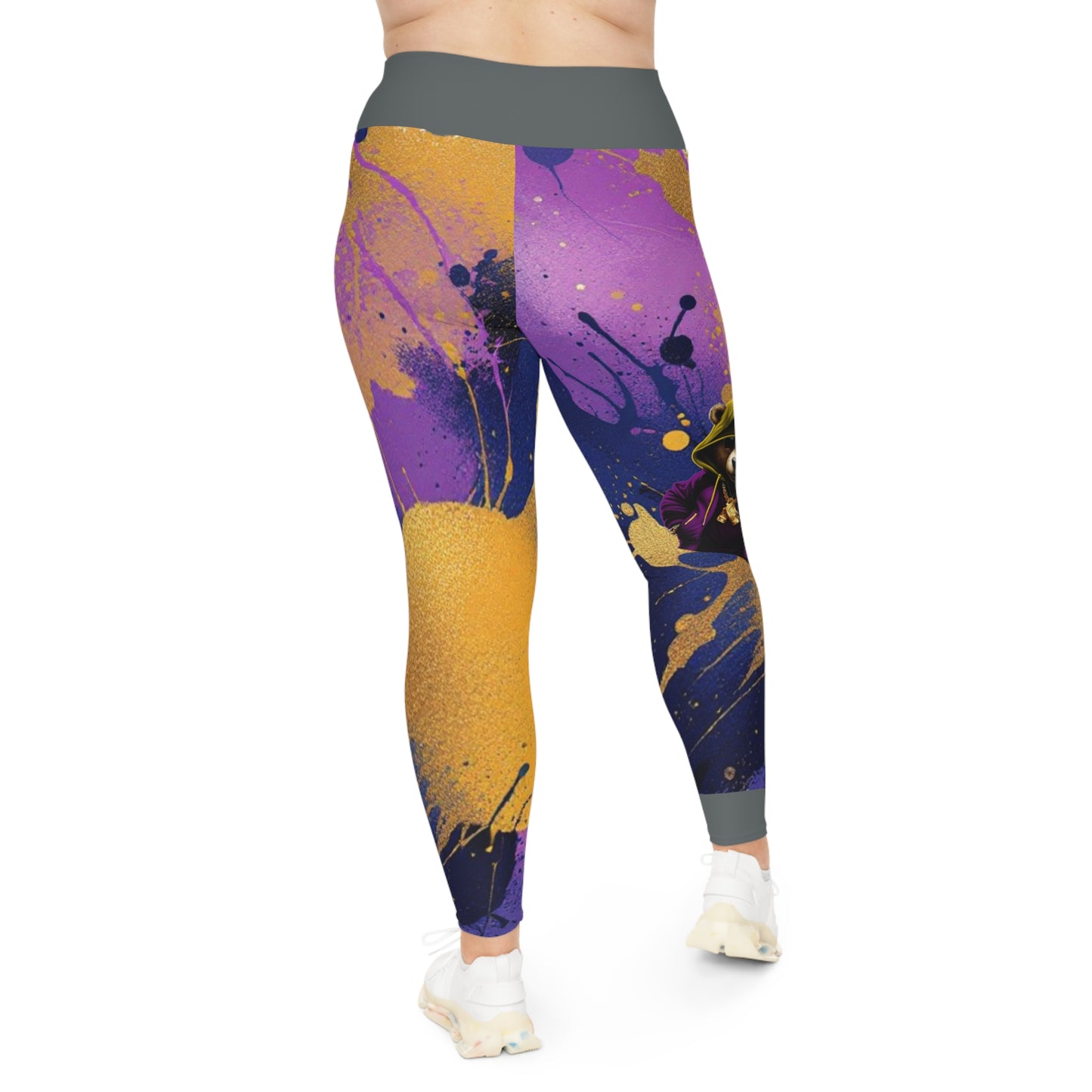 Yoga Leggings - Purple and Gold Paint Splatter Design