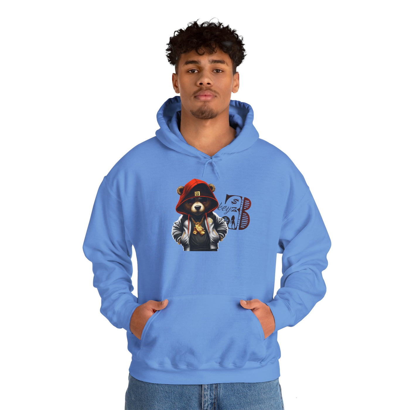 Unisex Hooded Sweatshirt 3keyz OG Teddy Drip Design Orange/White