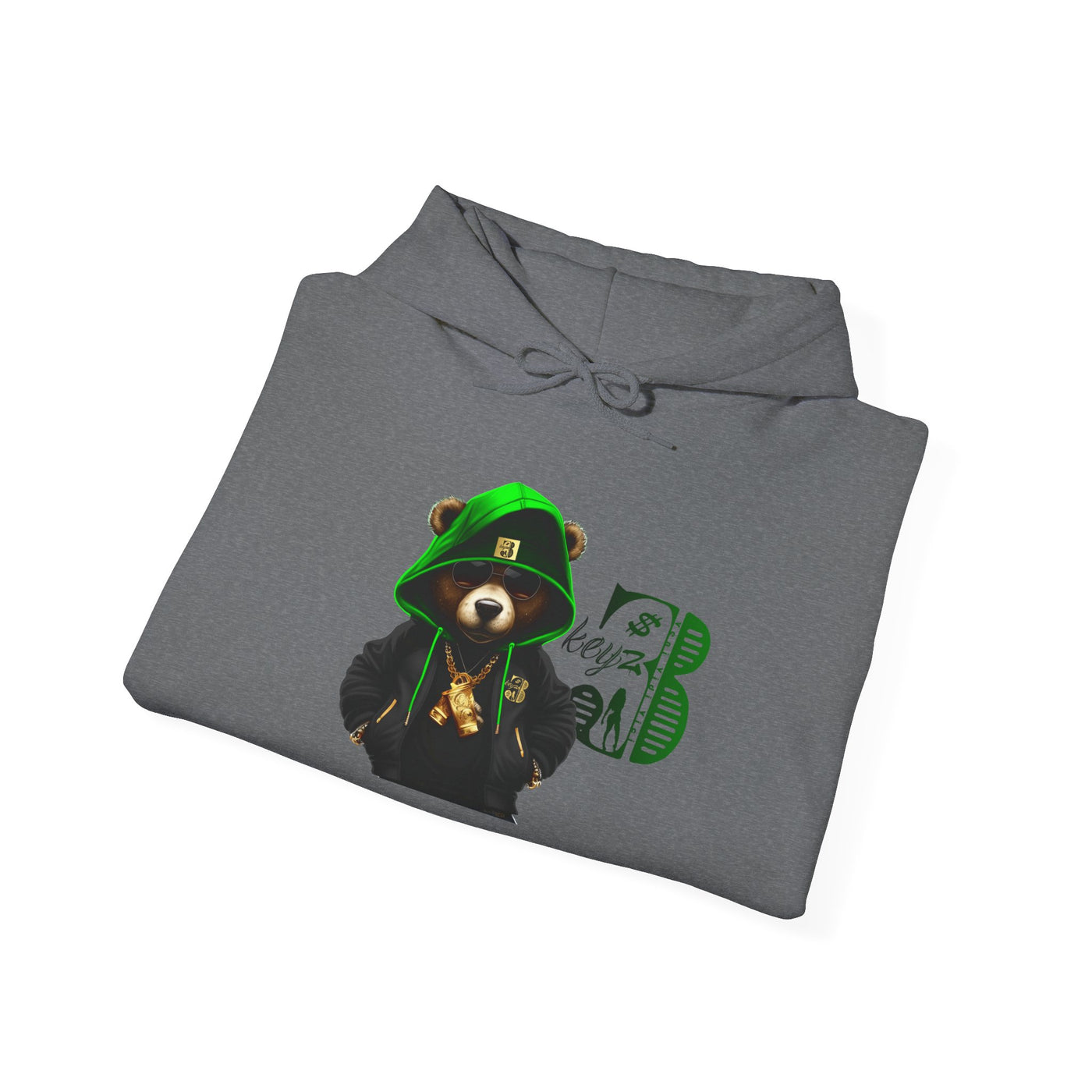 Unisex Hooded Sweatshirt 3keyz OG Teddy Drip Design Lime/Black